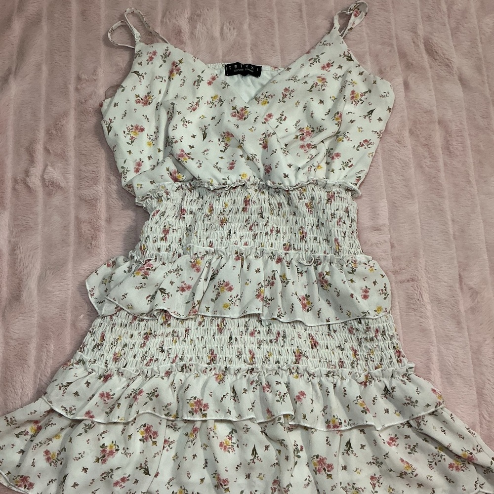 Trixxi Floral Wrap Dress in Pink and Yellow